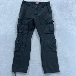 Matchstick Pants Men 34x30 Black Cargo Straight Leg‎ Streetwear Grunge Punk Y2K